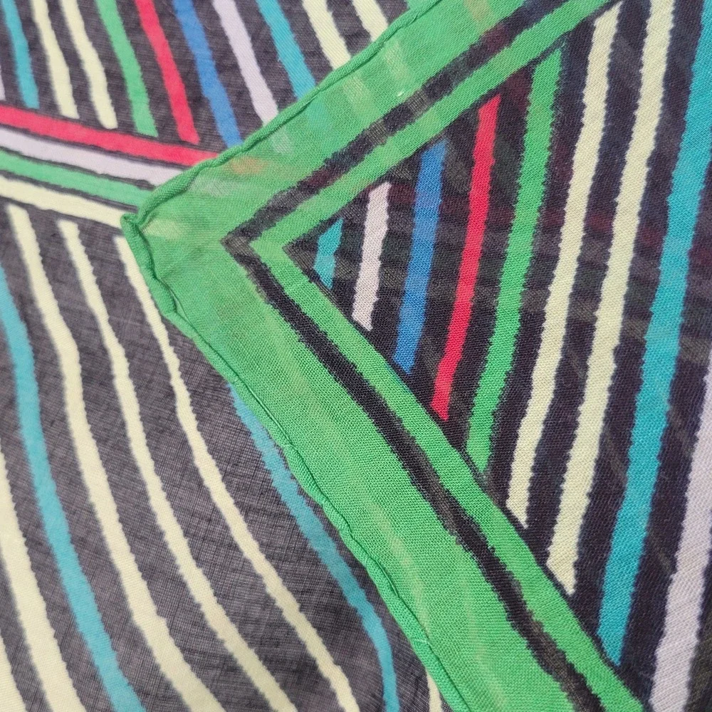 Vintage 1980s Emanuel Ungaro Square Cotton Scarf Green Geometric Mod Designer